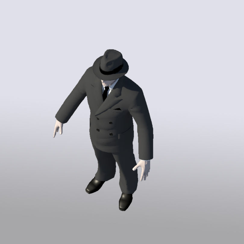 Gangster 3D Model man in suit and hat 3D model_18