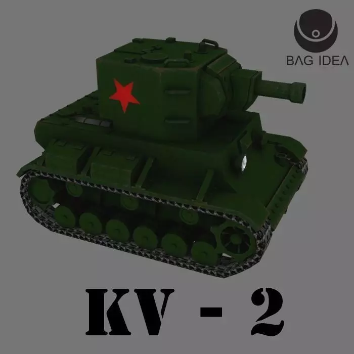 KV - 2 russian tank Low-poly 3D model_0