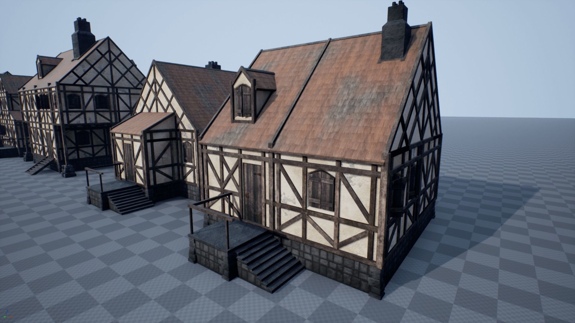 Modular Medieval House Low-poly 3D model_9