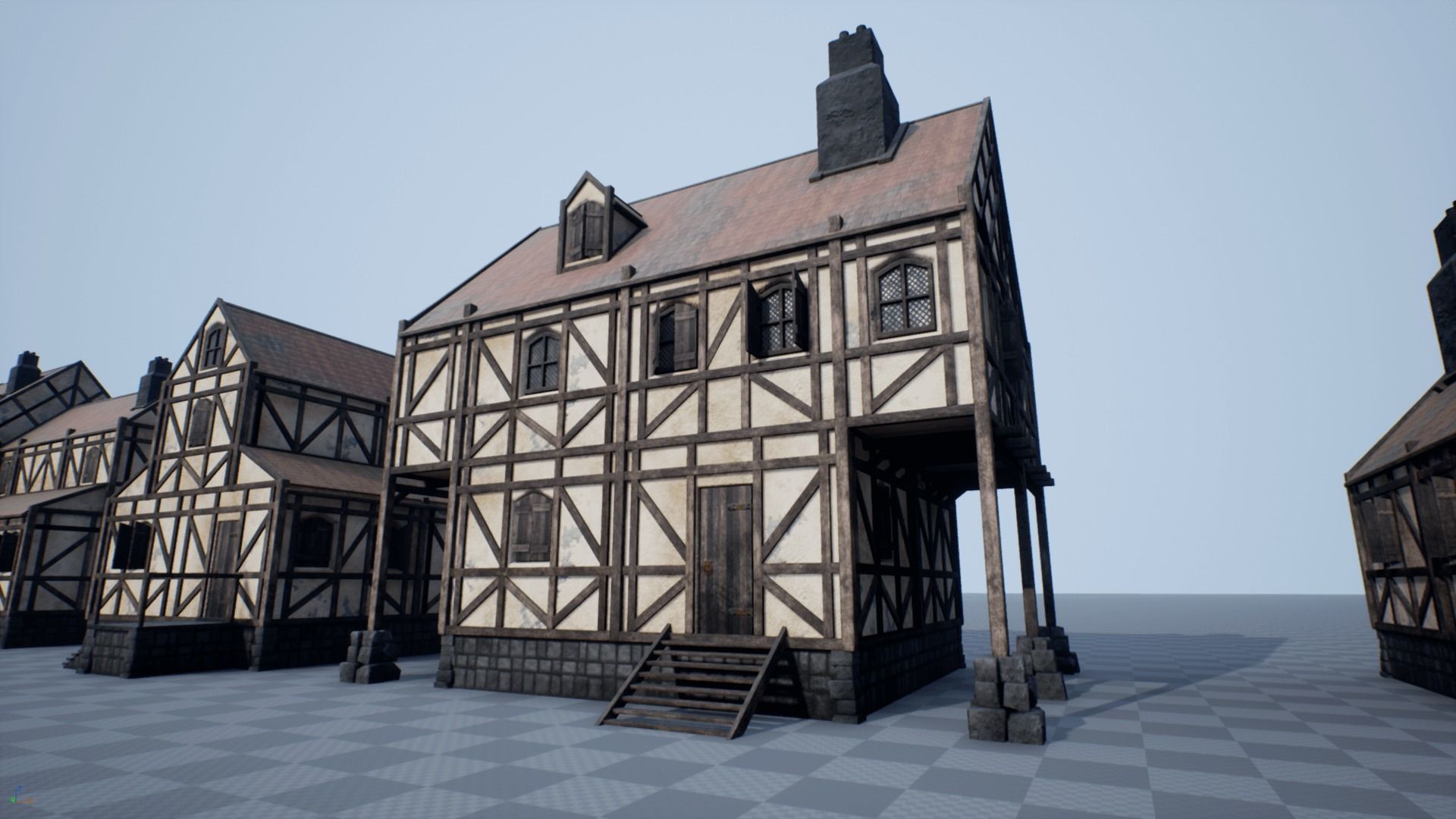 Modular Medieval House Low-poly 3D model_8