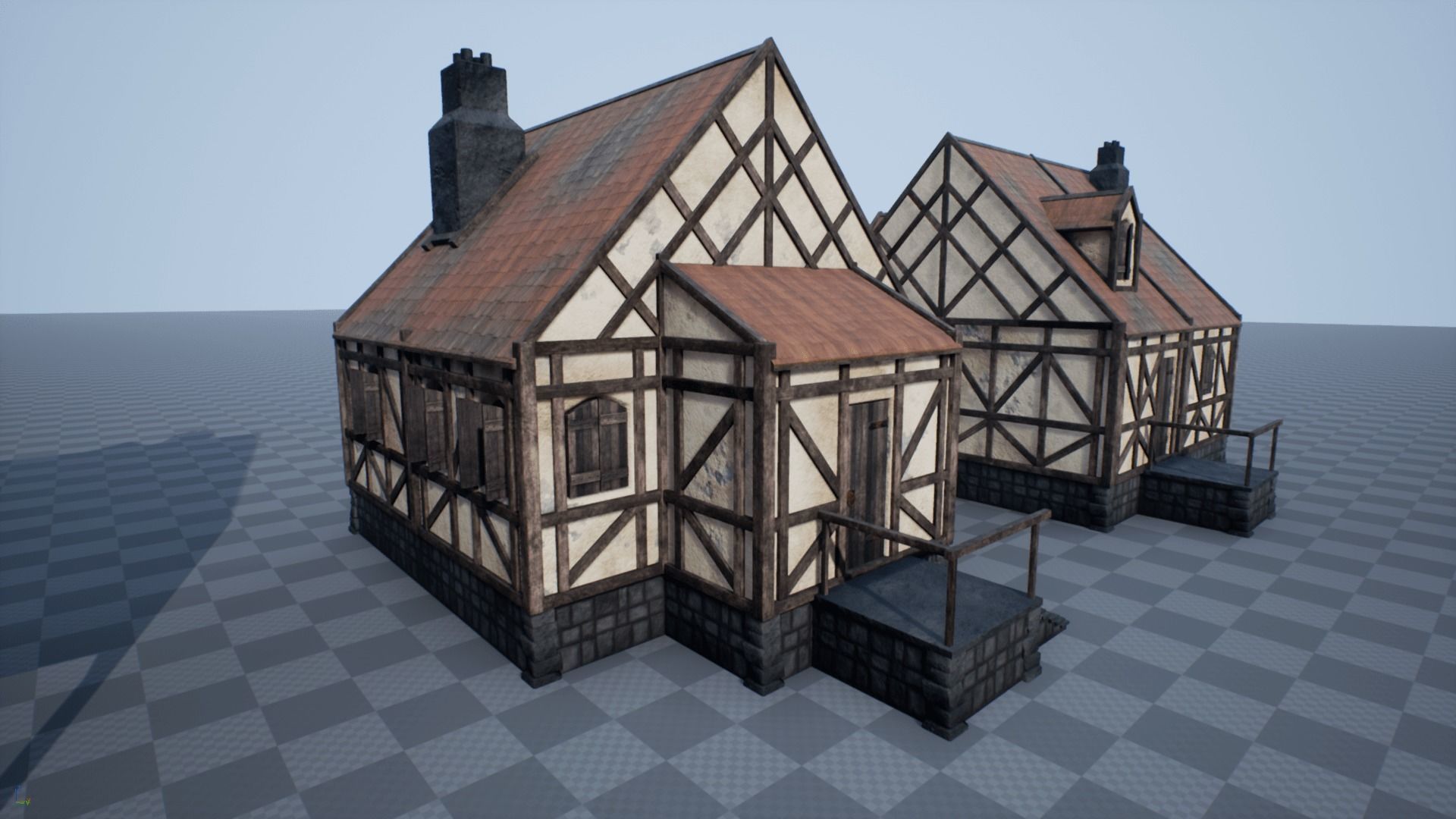 Modular Medieval House Low-poly 3D model_10