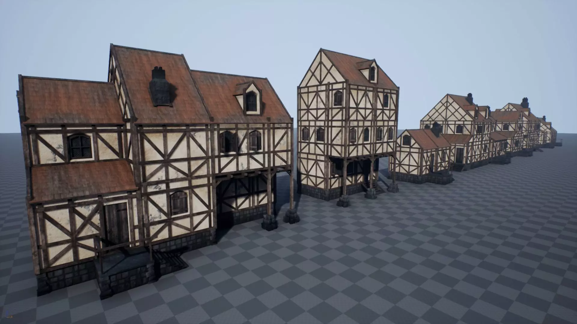 Modular Medieval House Low-poly 3D model_0