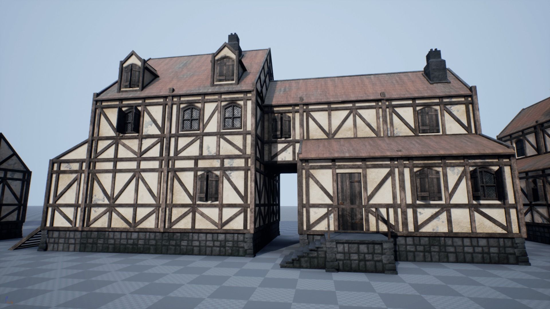 Modular Medieval House Low-poly 3D model_6