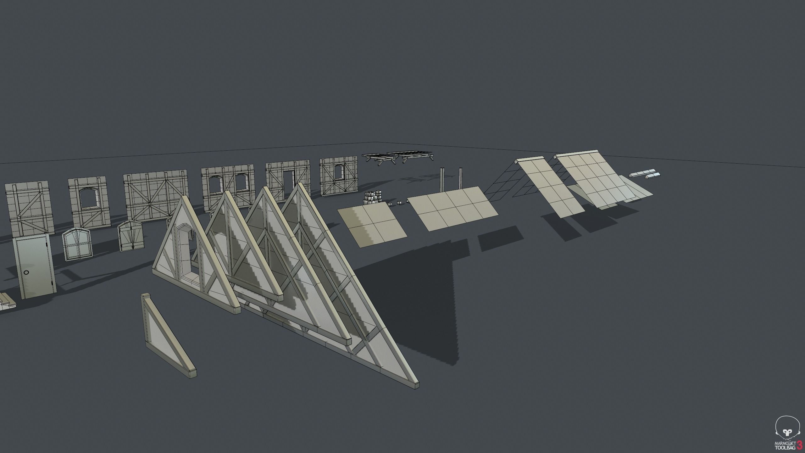 Modular Medieval House Low-poly 3D model_18