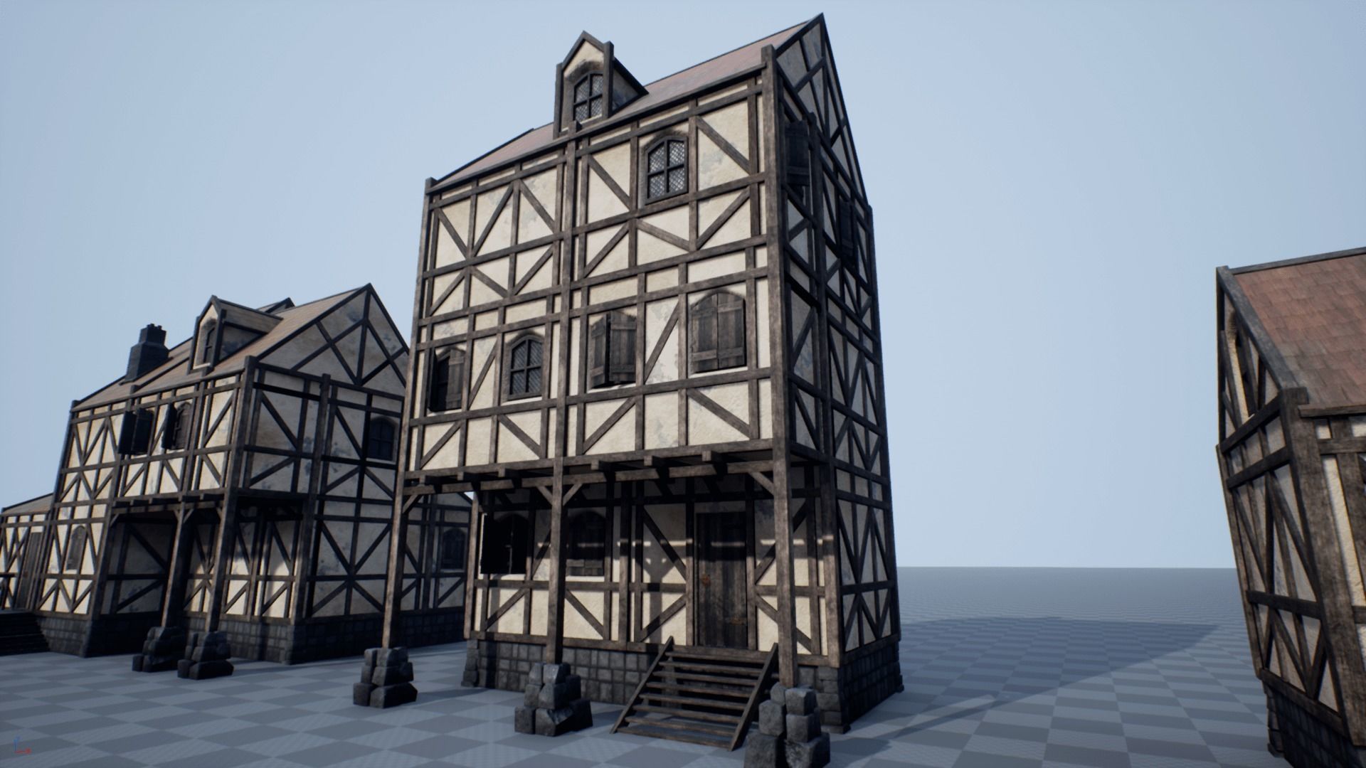 Modular Medieval House Low-poly 3D model_5