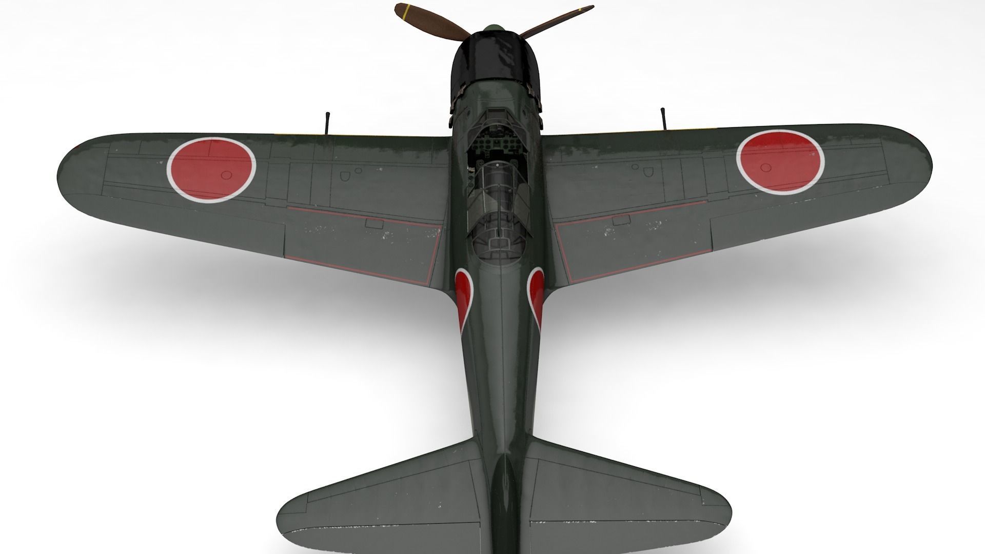 A6M5 Japanese Zero WWII Fighter -PBR UE4- Low-poly 3D model_2