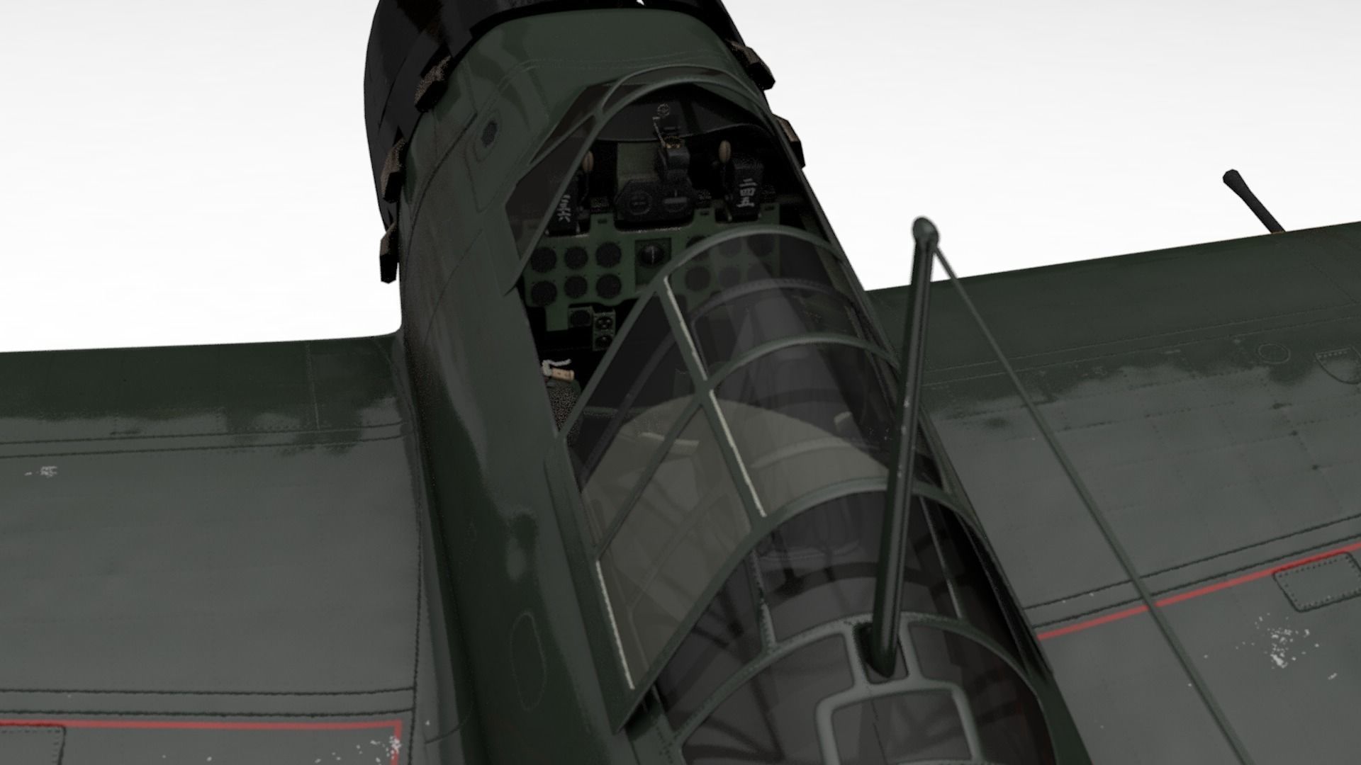 A6M5 Japanese Zero WWII Fighter -PBR UE4- Low-poly 3D model_4