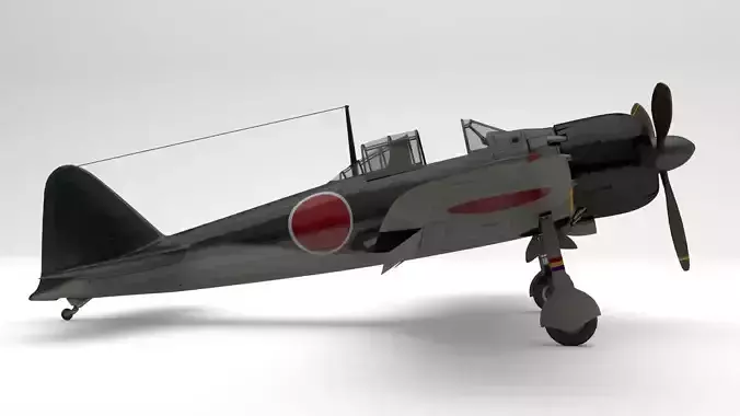 A6M5 Japanese Zero WWII Fighter -PBR UE4- Low-poly 3D model