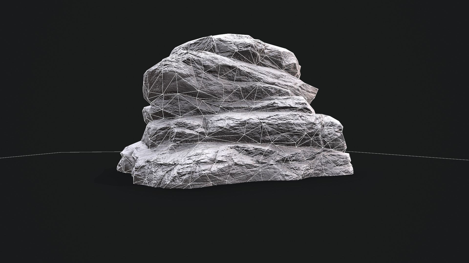 Rock 4 pile Low-poly 3D model_6