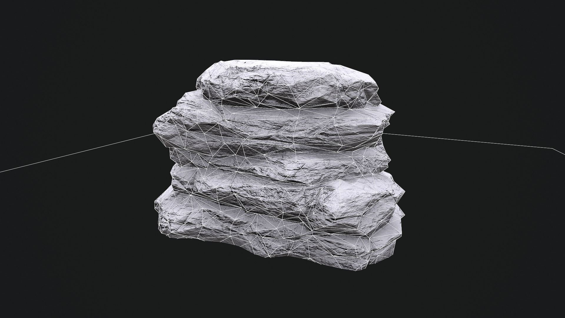 Rock 4 pile Low-poly 3D model_7