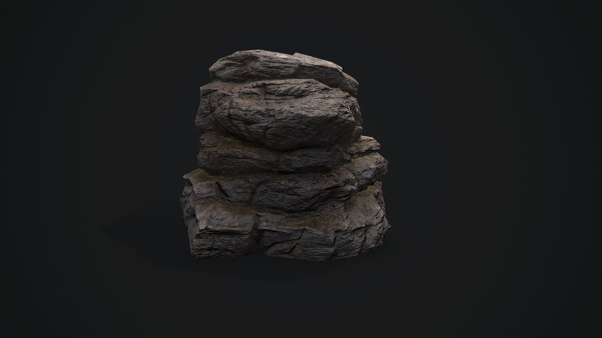 Rock 4 pile Low-poly 3D model_3