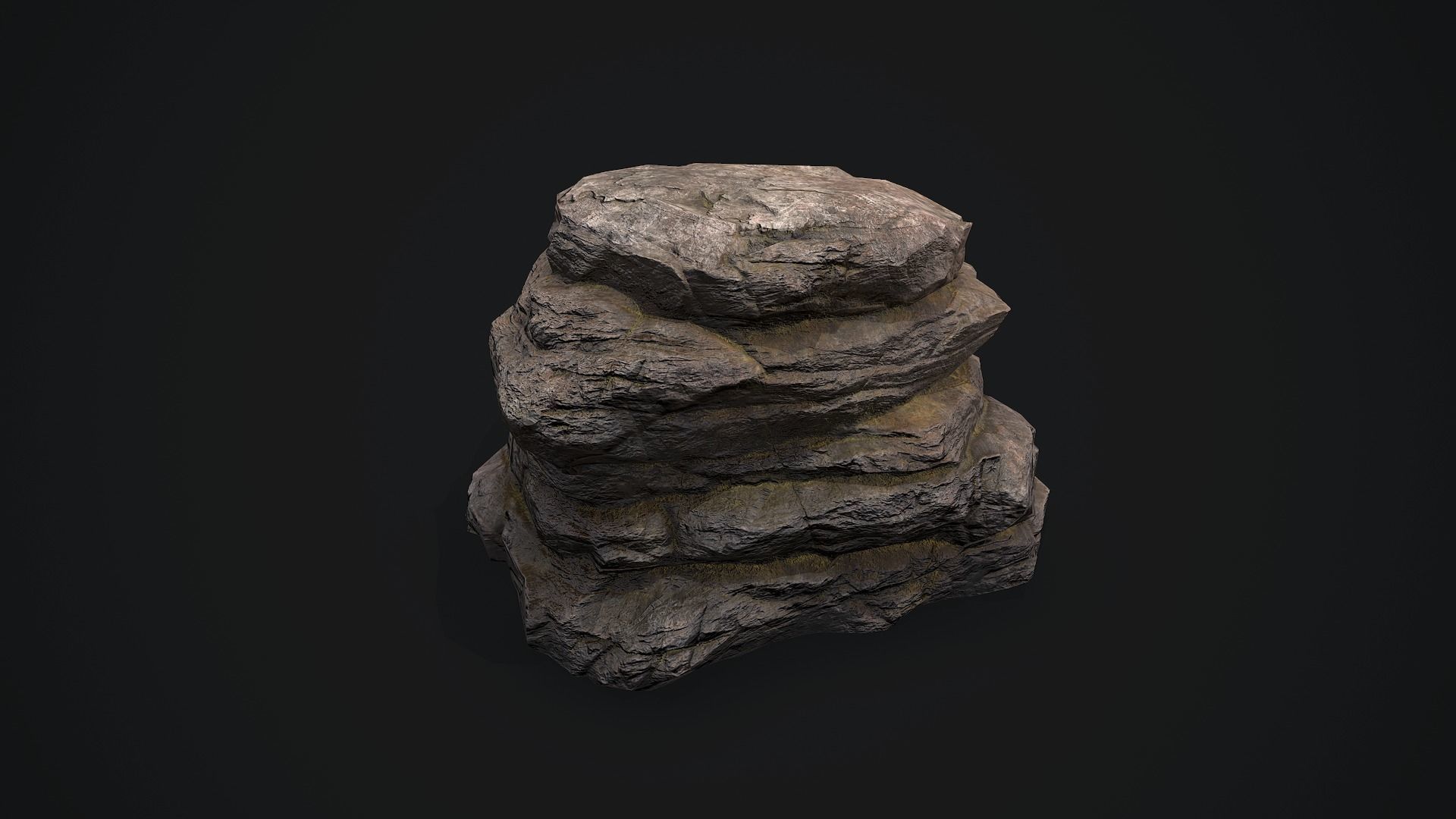 Rock 4 pile Low-poly 3D model_2