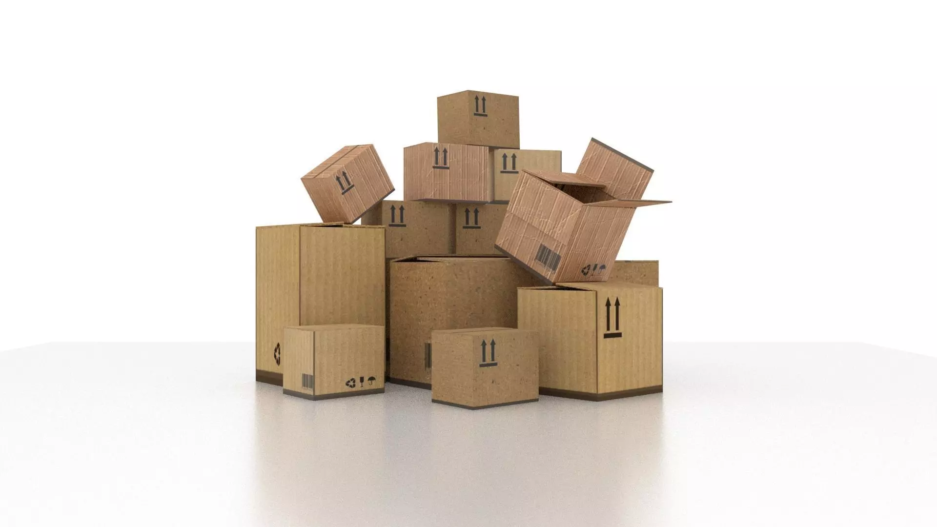 Cardbox stack of cardboard boxes Low-poly 3D model_0