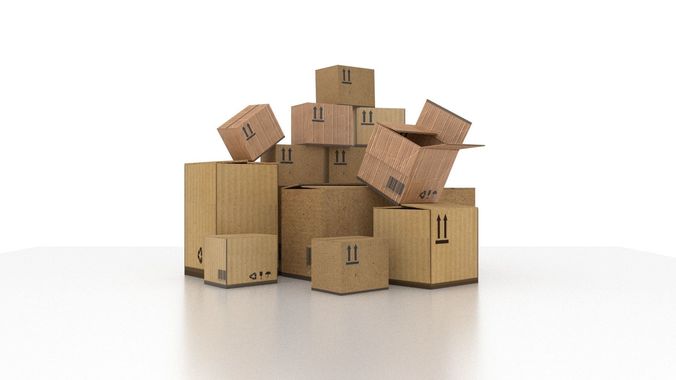 Cardbox stack of cardboard boxes Low-poly 3D model