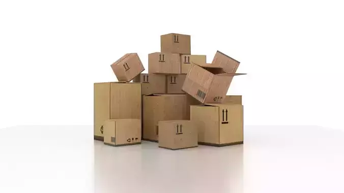 Cardbox stack of cardboard boxes Low-poly 3D model