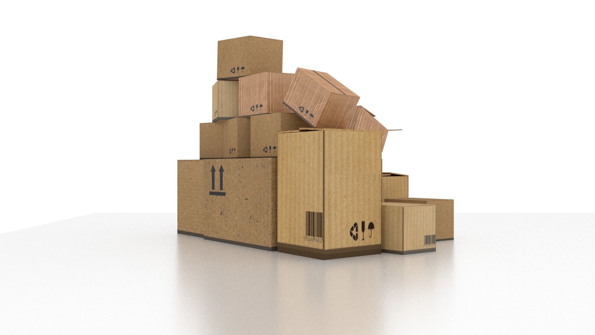 Cardbox stack of cardboard boxes Low-poly 3D model_2