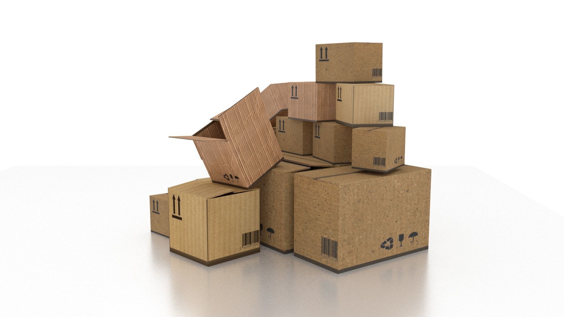 Cardbox stack of cardboard boxes Low-poly 3D model_3