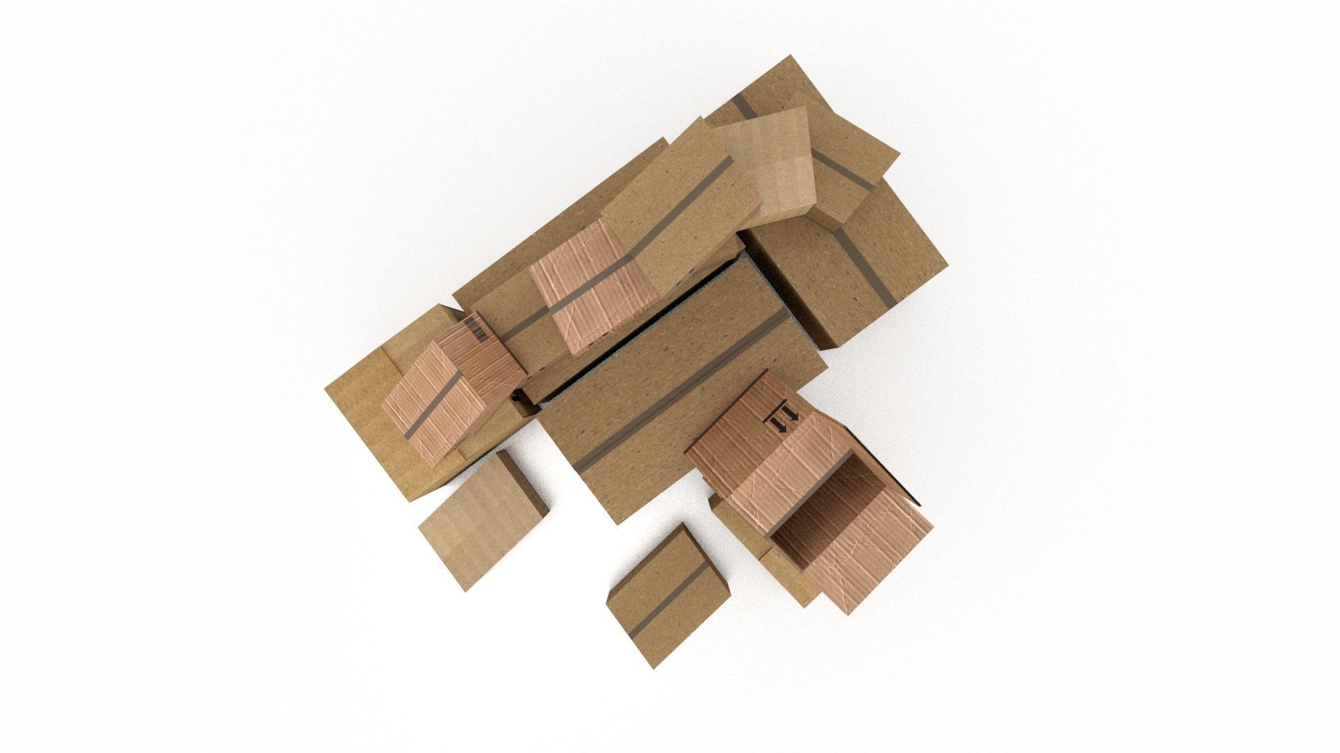 Cardbox stack of cardboard boxes Low-poly 3D model_4