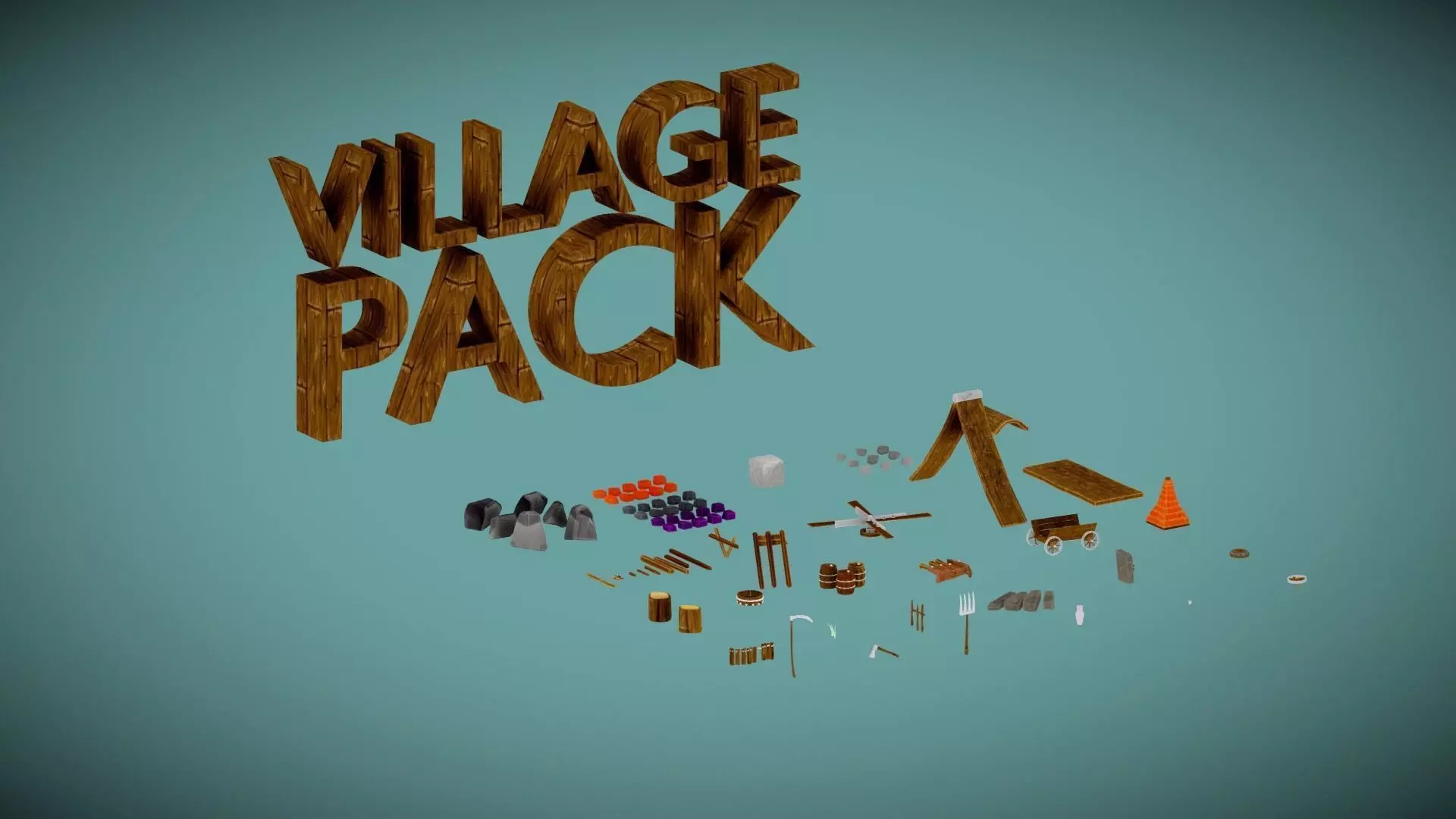 Village Stuff Pack Low-poly 3D model_0