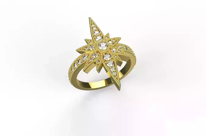 18K Gold Noble Star  Diamond Ring 