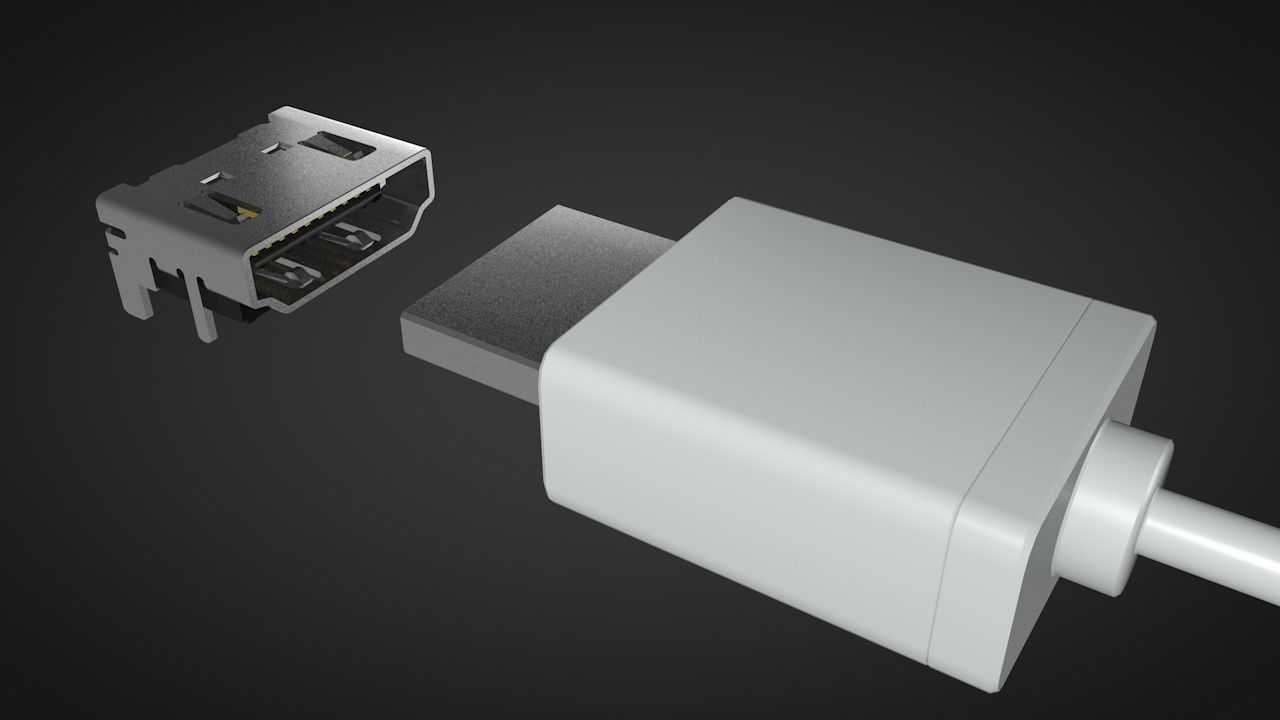 HDMI male and female connector 3D model_2