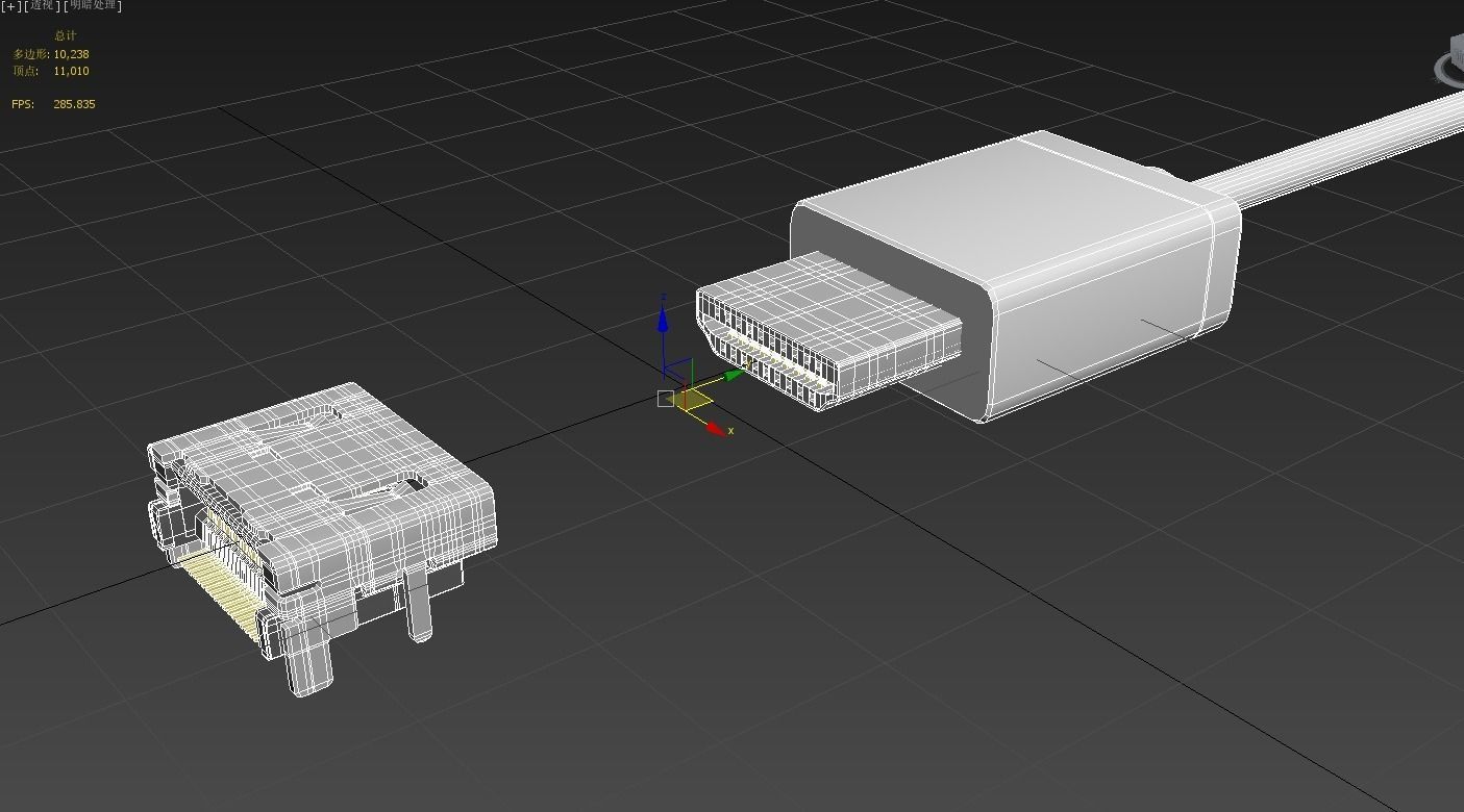 HDMI male and female connector 3D model_4