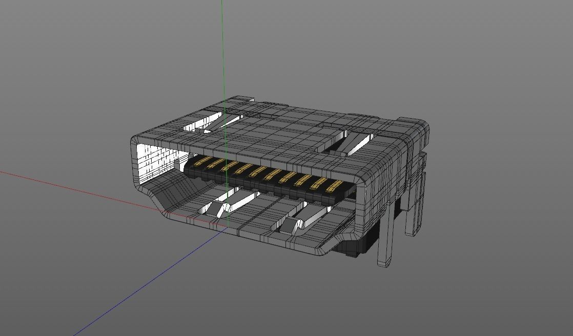 HDMI male and female connector 3D model_5