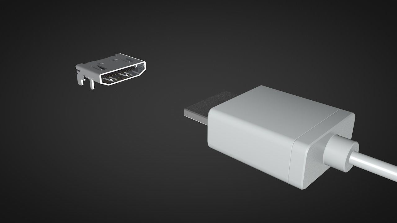 Mini HDMI male and female connector 3D model_2