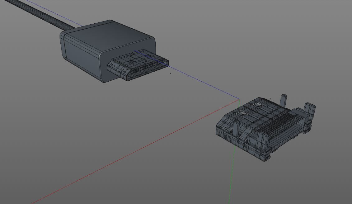 Mini HDMI male and female connector 3D model_6