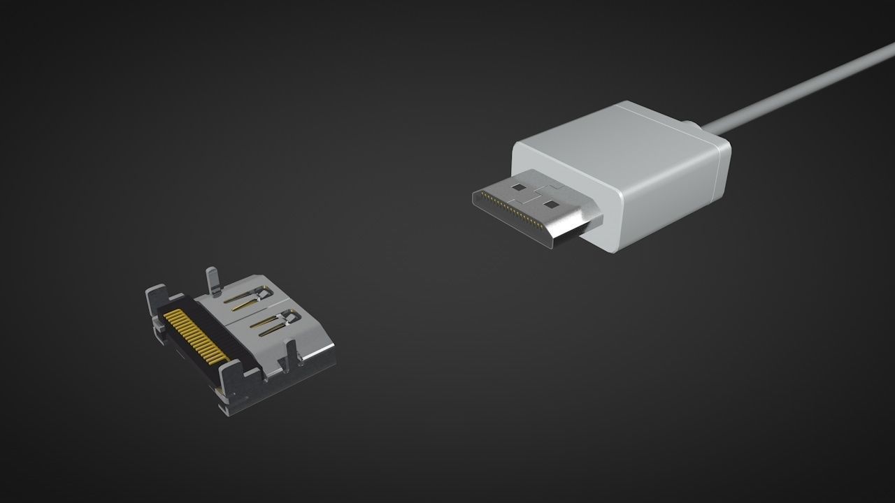 Mini HDMI male and female connector 3D model_1