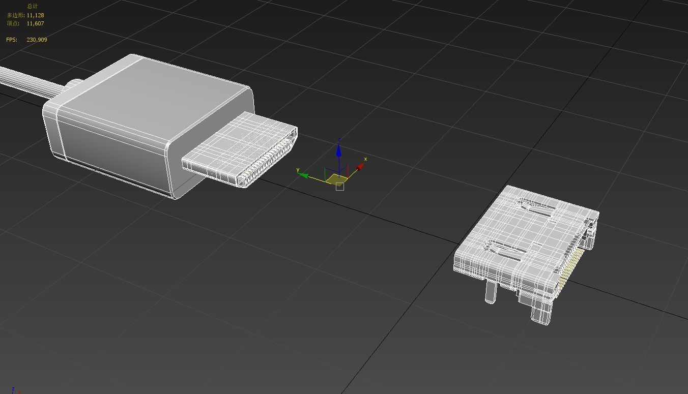 Mini HDMI male and female connector 3D model_3