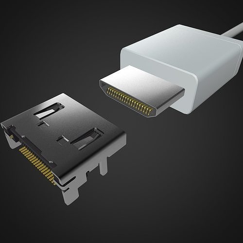 Mini HDMI male and female connector 3D model