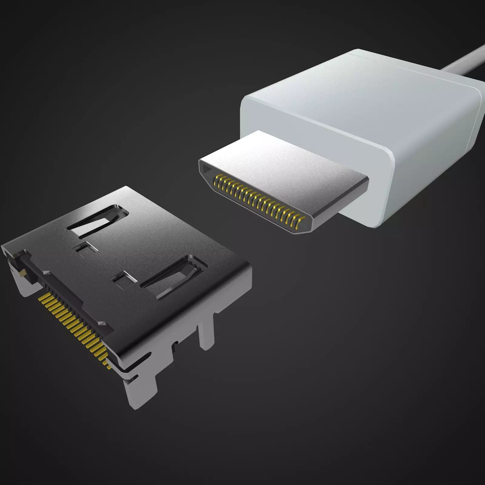Mini HDMI male and female connector 3D model_0