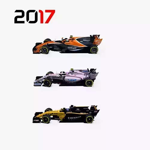 Formula 2017 cars pack 2 Low-poly 3D model