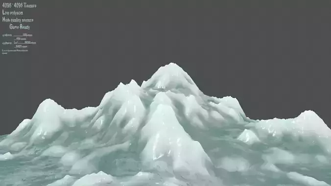 iceberg mountain with snow on top Low-poly 3D model