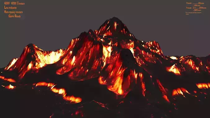 volcano mountain with flames