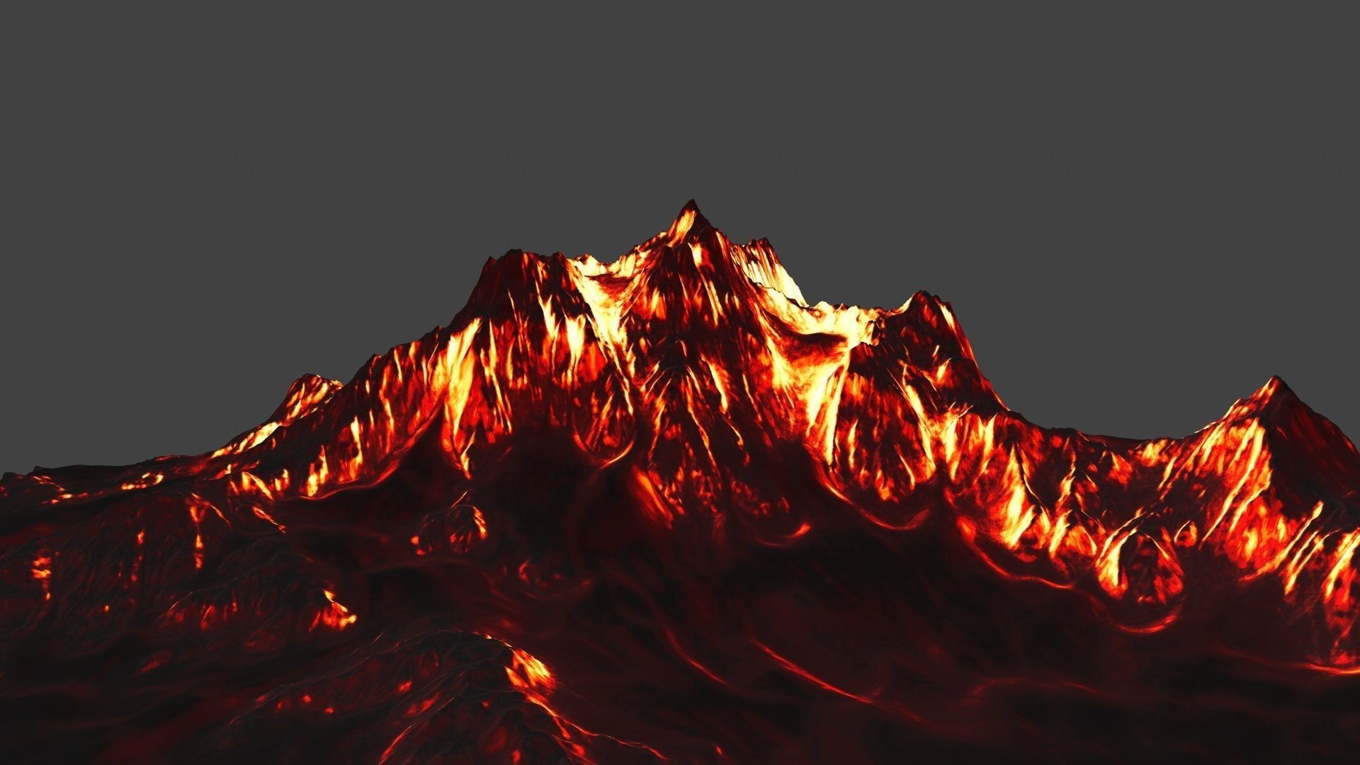 volcano with flames Low-poly 3D model_8
