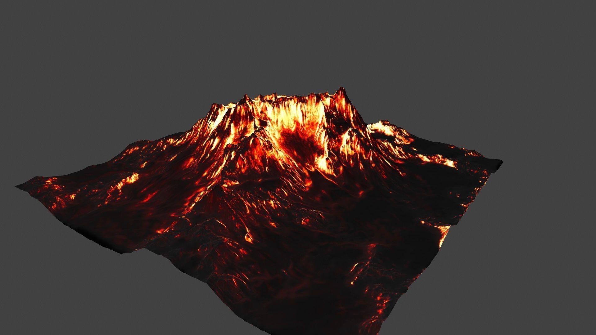 volcano with flames Low-poly 3D model_4