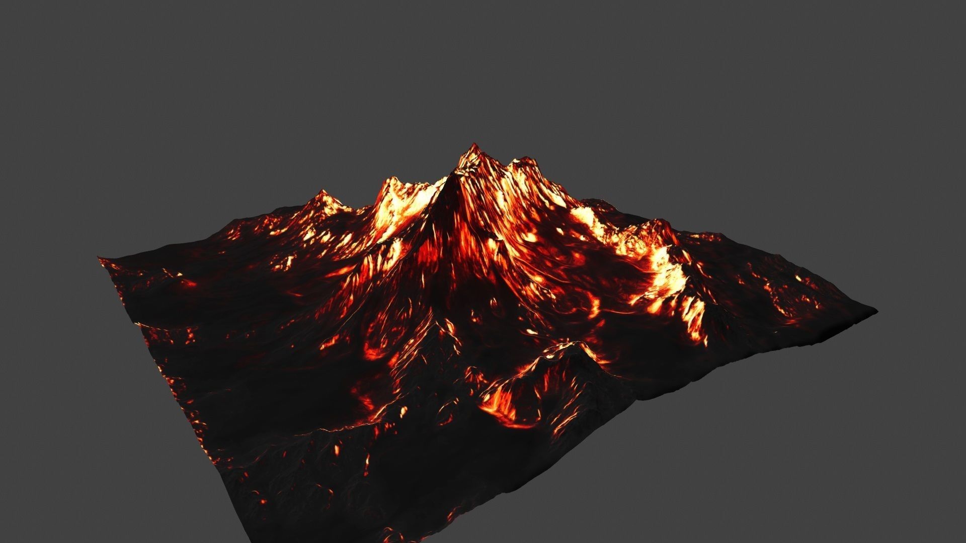 volcano with flames Low-poly 3D model_6