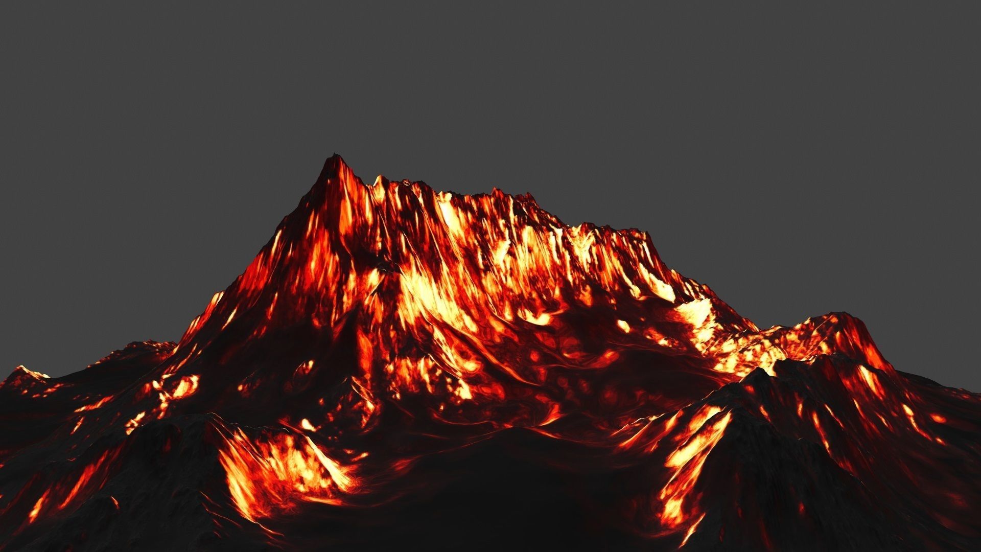 volcano with flames Low-poly 3D model_7