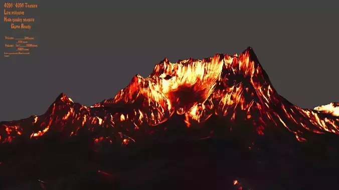 volcano with flames
