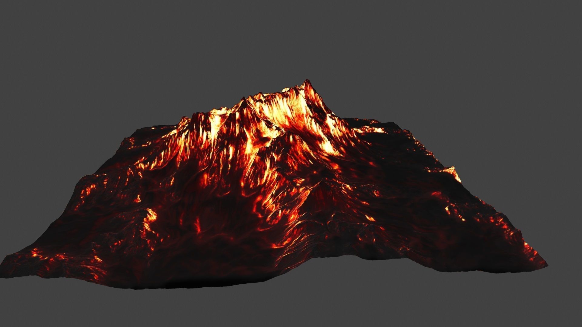 volcano with flames Low-poly 3D model_5