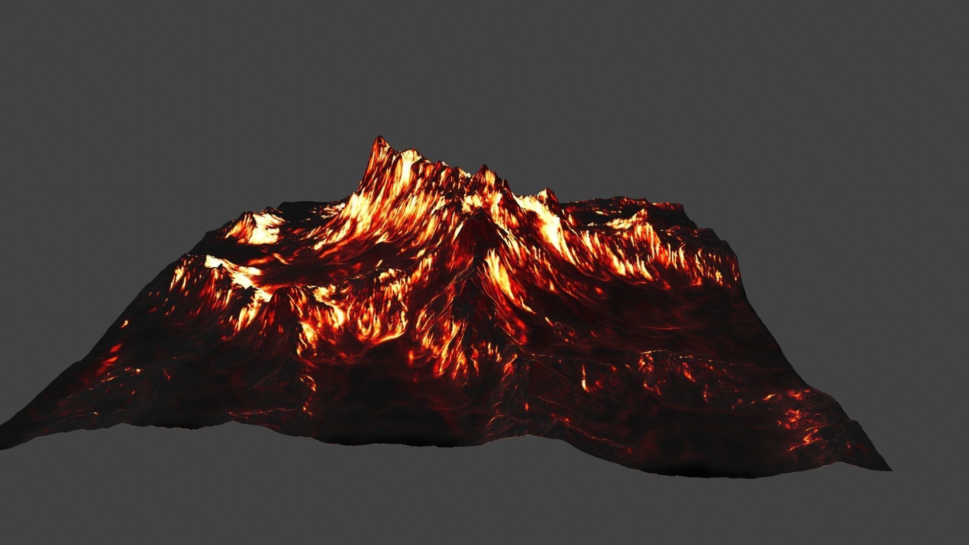 volcano with flames Low-poly 3D model_2