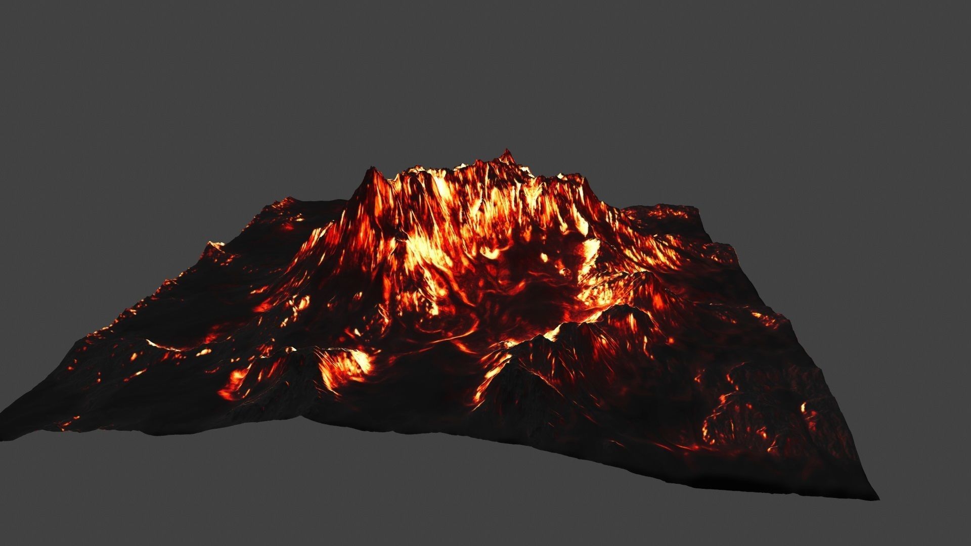 volcano with flames Low-poly 3D model_1