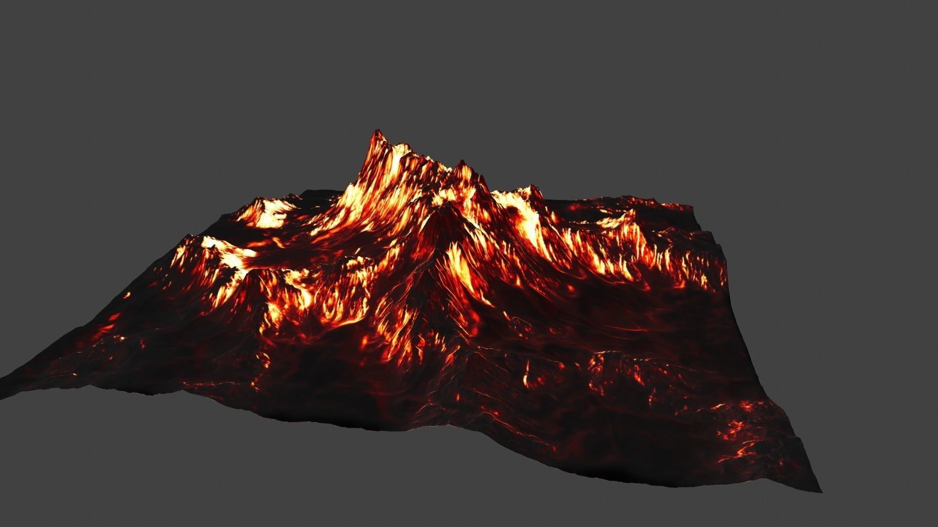volcano with flames Low-poly 3D model_9