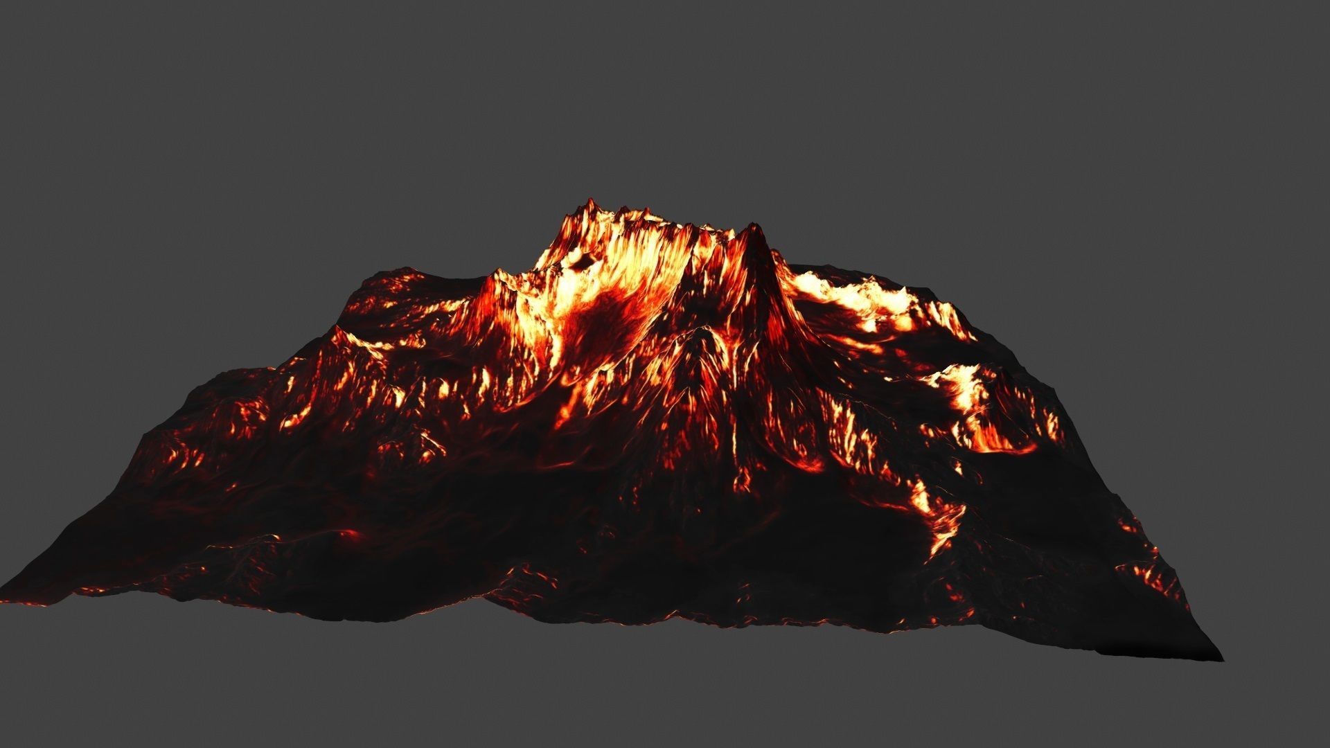 volcano with flames Low-poly 3D model_3