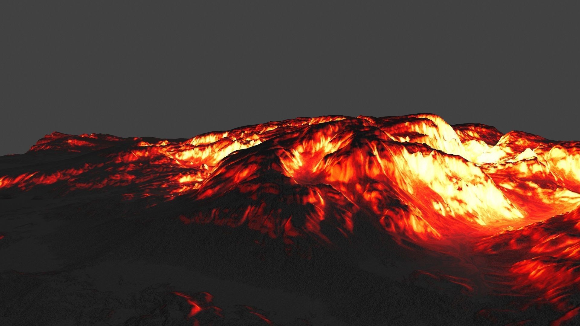 volcano mountain in flames Low-poly 3D model_7