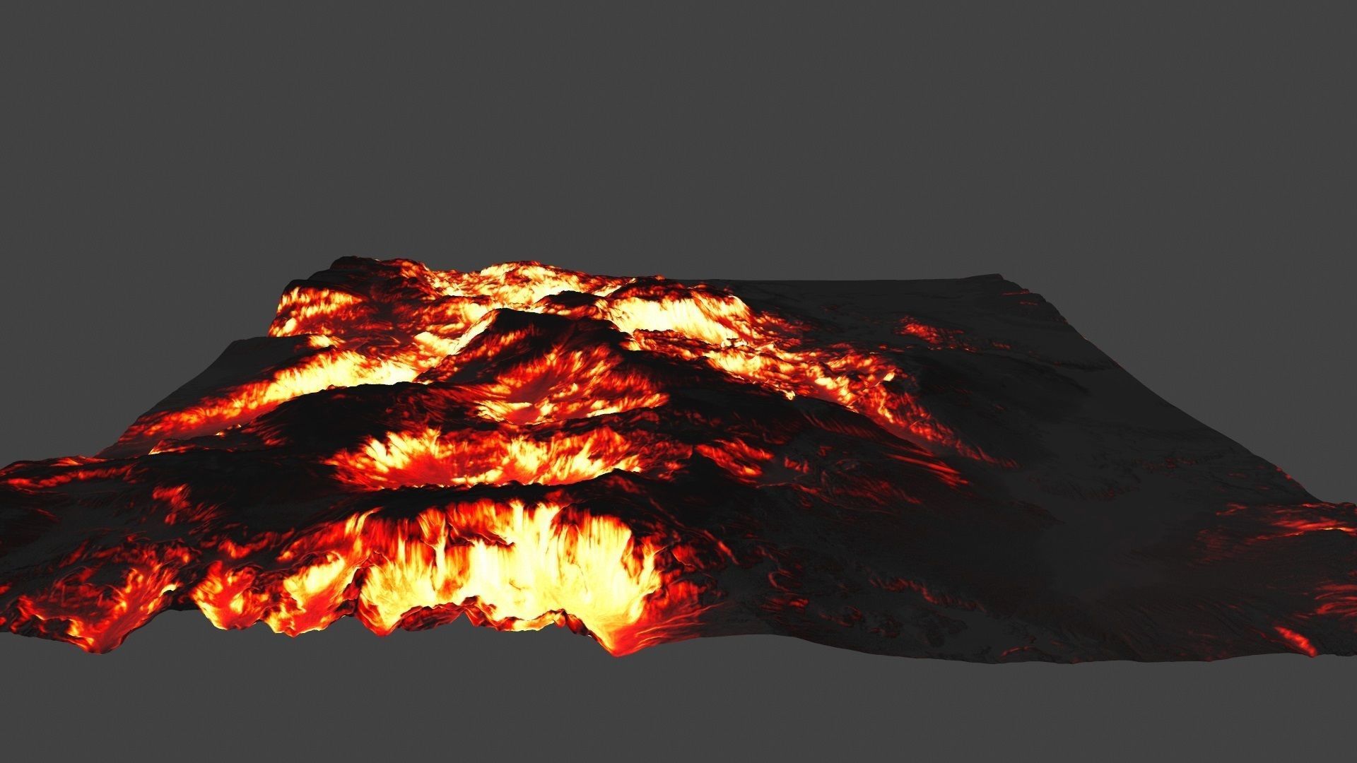 volcano mountain in flames Low-poly 3D model_3