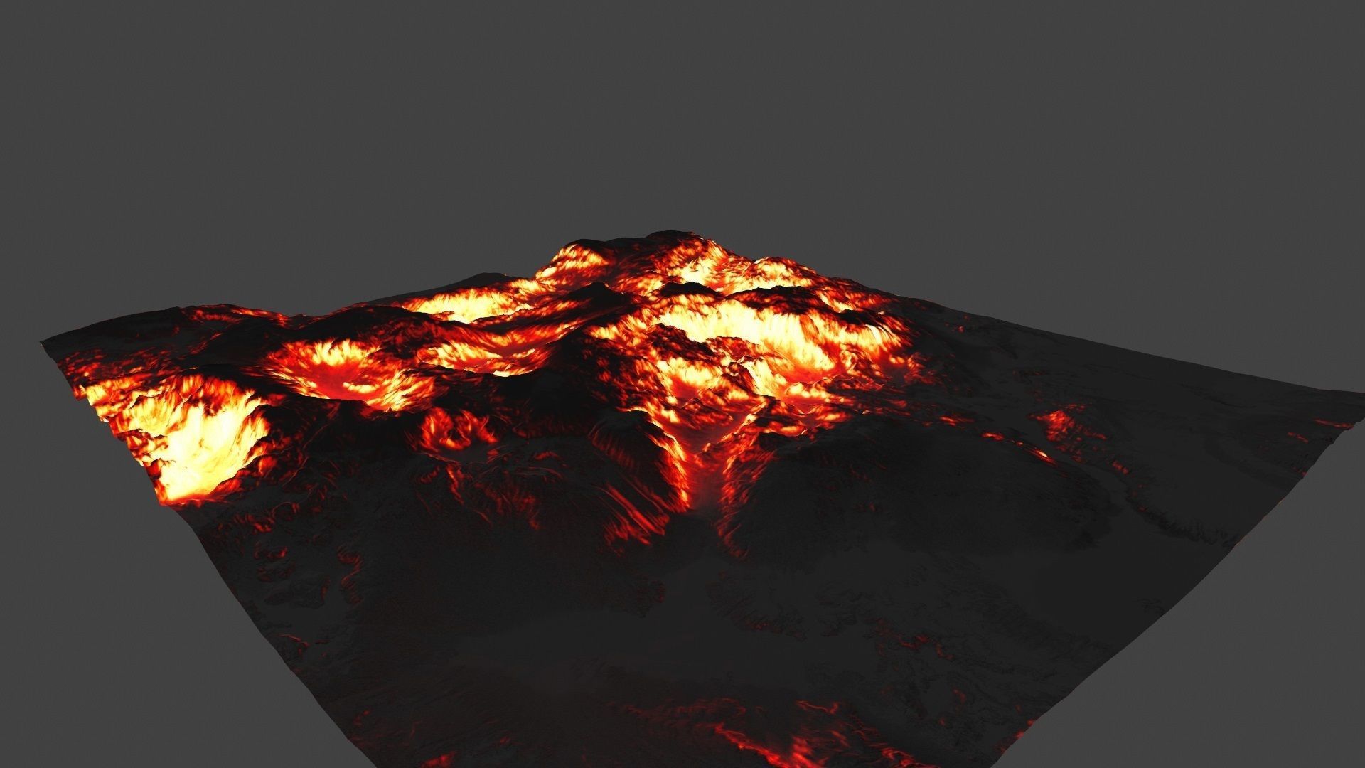 volcano mountain in flames Low-poly 3D model_4