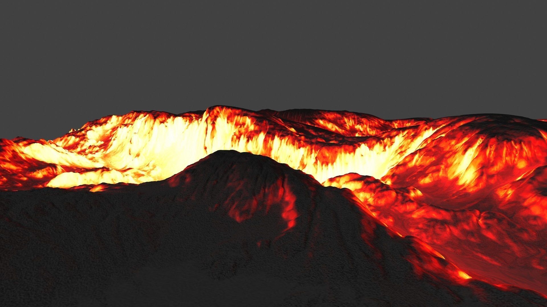 volcano mountain in flames Low-poly 3D model_11